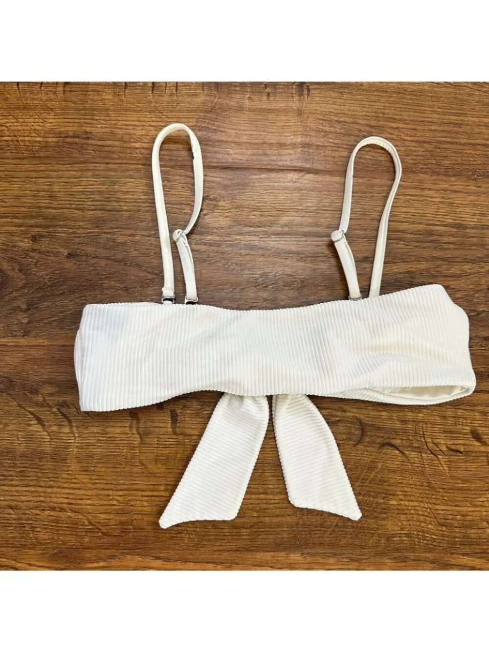 Frankie’s Bikinis ribbed tie front bikini top